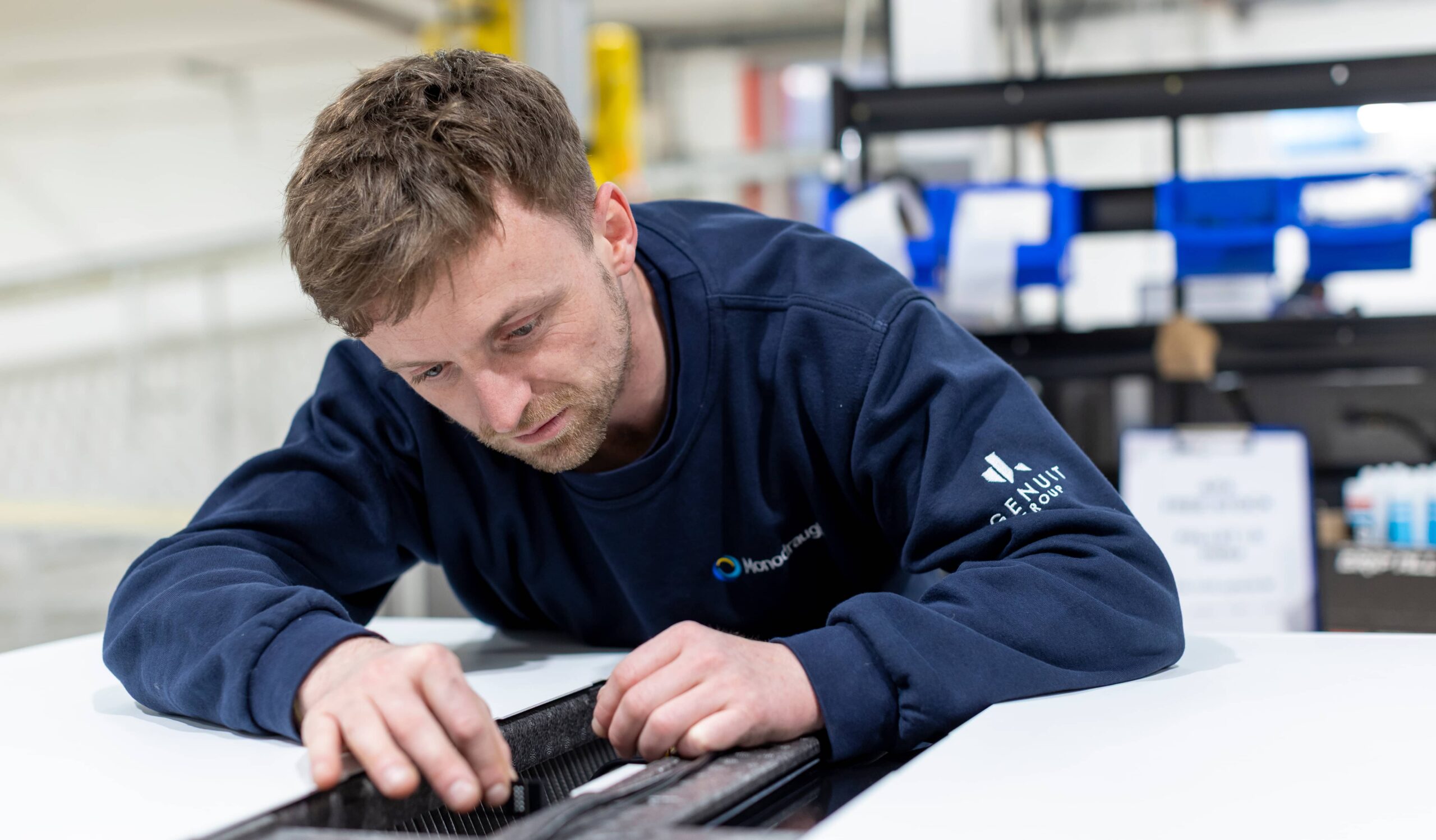 Technician assesses his equipment