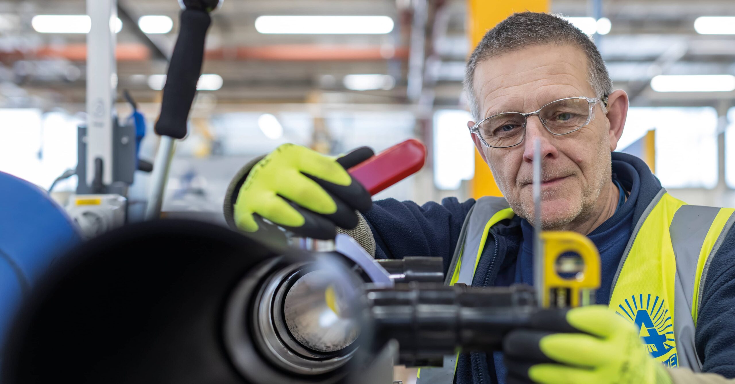 Technician assesses his equipment